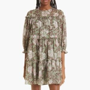 TED BAKER Brunoo Floral Print Tiered Mini Dress SIZE 8 Boho Whimsical Fairy